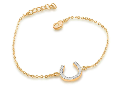 Gold Plated CZ Studded Girls Horse shoe Bracelet